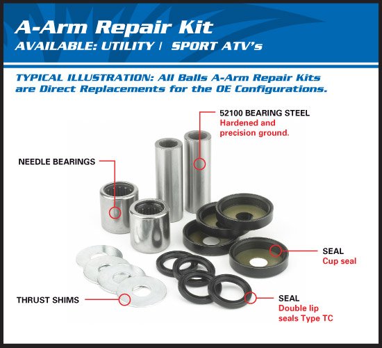 LT-Z 400 (2003 - 2014) upper a-arm brg - seal kit | All Balls