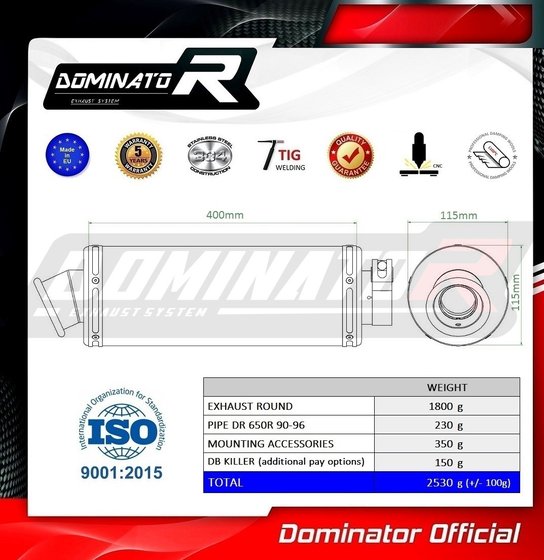 DR 650 (1990 - 1996) exhaust silencer round | Dominator