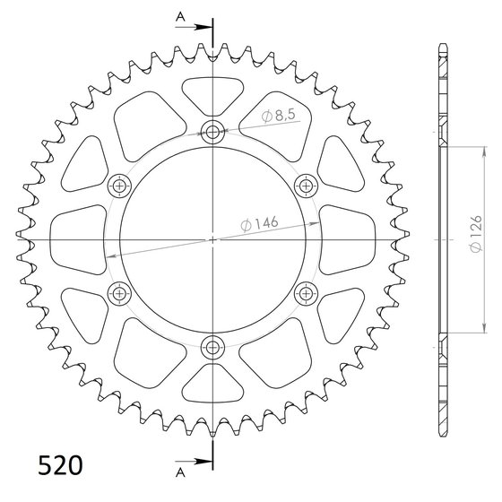 RM 250 (1976 - 2012) rear sprocket alu ral-808:51 gold | Supersprox