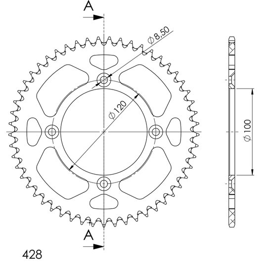 RM 80 X (1982 - 1982) supersprox rear sprocket alu ral-998:52 black | Supersprox