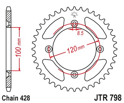 RM 80 X (1982 - 2001) rear sprocket 49tooth pitch 428 jtr79849 | JT Sprockets