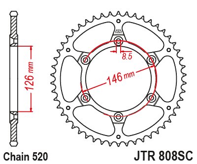 RM 125 (1980 - 2012) rear sprocket 48 tooth pitch 520 jtr80848 | JT Sprockets