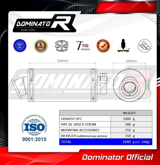 DL 1050 V-STROM XT (2020 - 2022) exhaust silencer muffler gp1 | Dominator