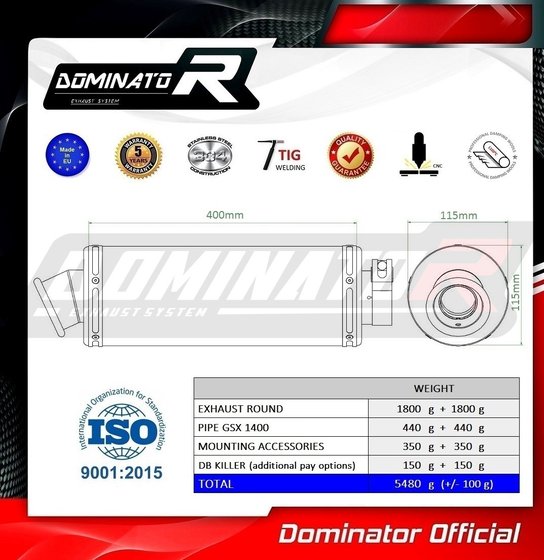 GSX 1400 (2001 - 2005) exhaust silencer round | Dominator