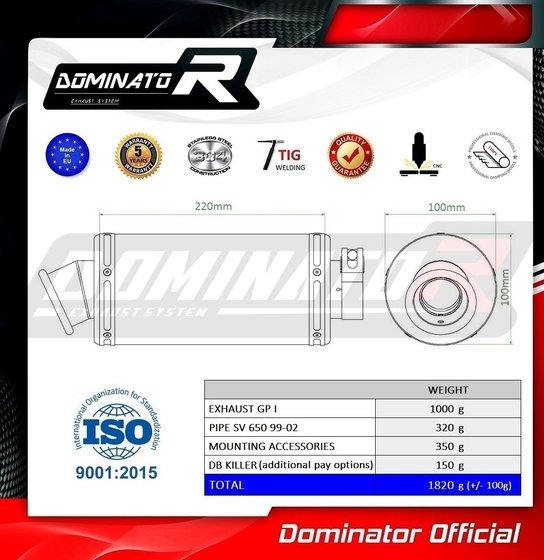 SV 650 (1999 - 2002) exhaust silencer gp1 | Dominator