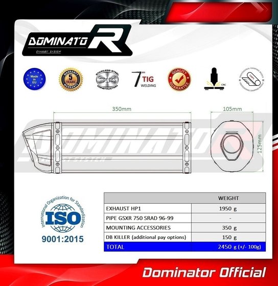 GSX-R 750 (1996 - 1999) exhaust silencer hp1 | Dominator