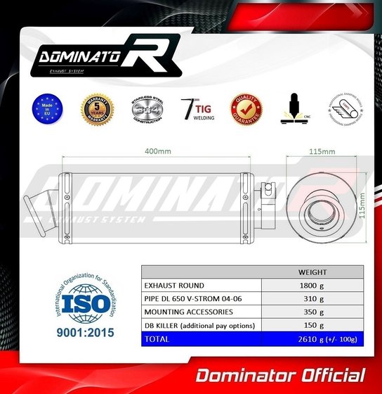 DL 650 V-STROM (2004 - 2006) exhaust silencer muffler st | Dominator