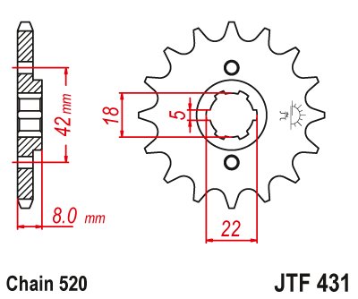 PE 250 (1978 - 1982) front sprocket 13 tooth pitch 520 jtf43113 | JT Sprockets