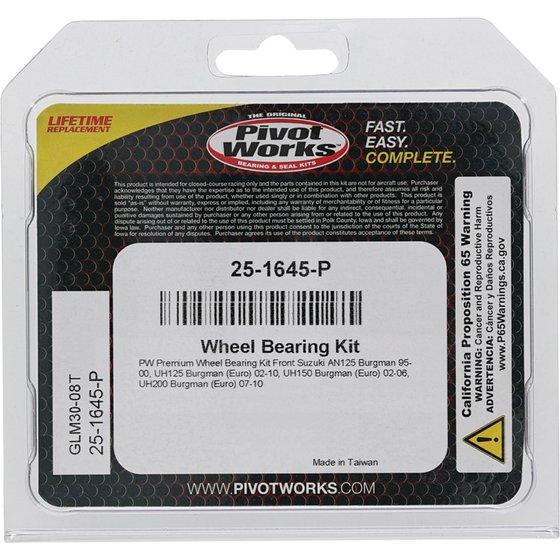 UH 125 BURGMAN (2002 - 2010) wheel bearing kit front | All Balls