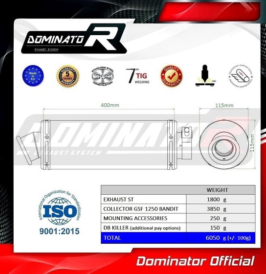 GSF 1250 S BANDIT (2007 - 2016) full exhaust system silencer st | Dominator