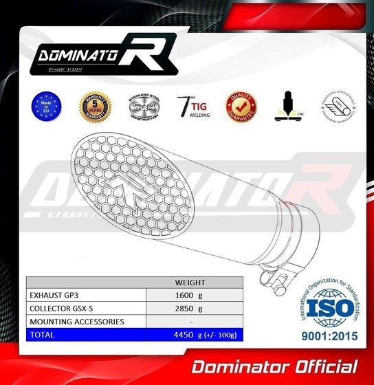 GSX-S 1000 (2021 - 2023) full exhaust system ex silencer gp3 | Dominator