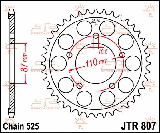 GSX 650 F (2008 - 2016) rear sprocket 45 tooth pitch 525 jtr80745 | JT Sprockets