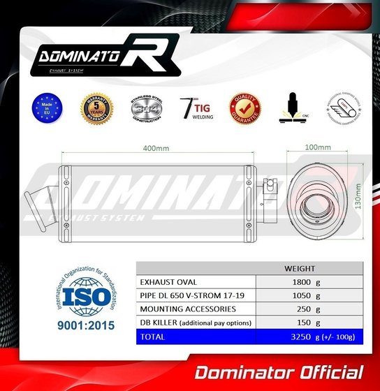 DL 650 V-STROM (2017 - 2022) exhaust silencer oval | Dominator