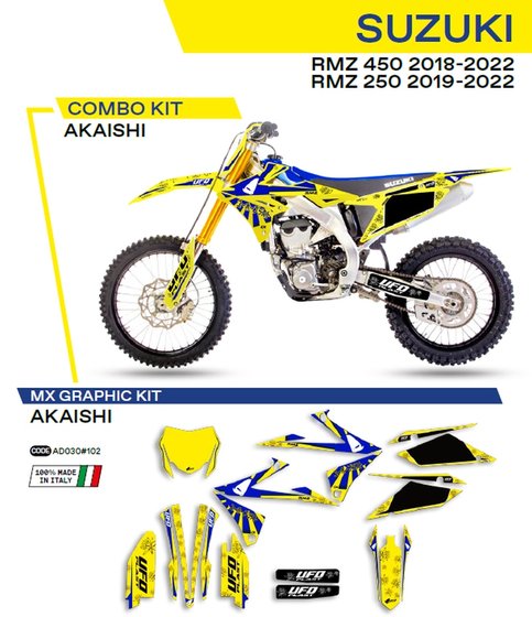 RM Z 450 (2018 - 2022) ufo graphic kit rm-z 250 2019- /450 2018- akaishi yellow | UFO