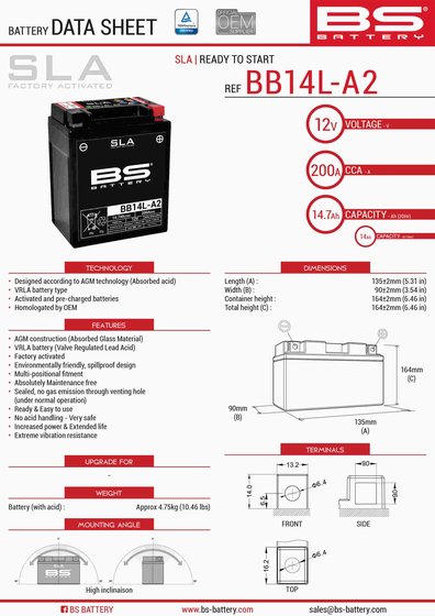 GS 1000 (1978 - 1981) 12v sla battery | BS BATTERY