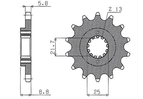 GSX-R 1000 (2001 - 2008) 16t 520 pitch black steel front replacement sprocket | SUNSTAR SPROCKETS