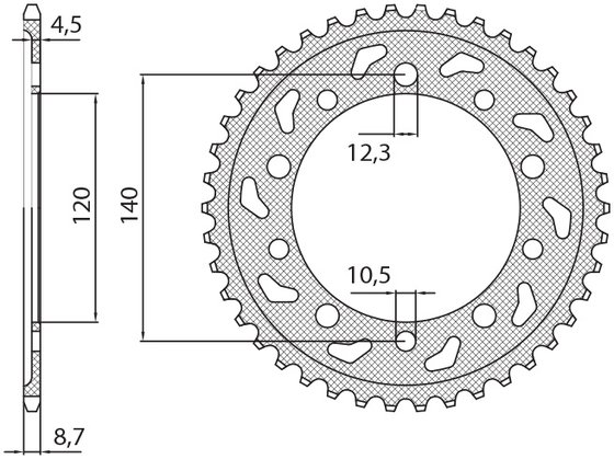 SV 1000 S (2003 - 2007) rear steel sprocket - 44 teeth, 530 pitch | SUNSTAR SPROCKETS