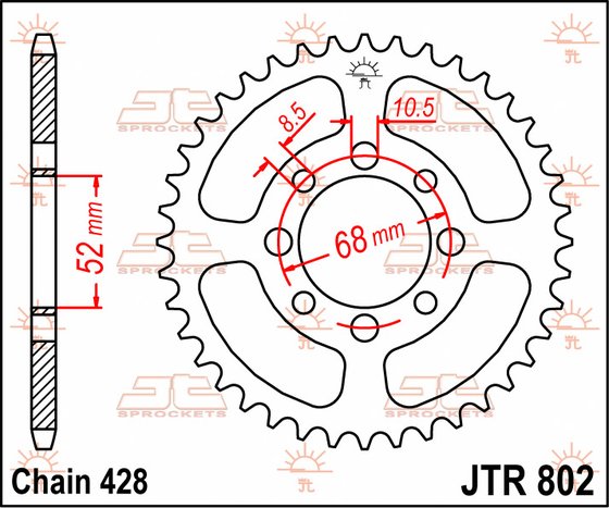 FL 125 ADDRESS (2007 - 2009) plieninė galinė žvaigždutė | JT Sprockets