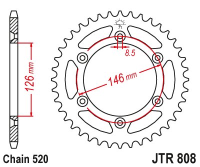 RM 250 (1981 - 2012) plieninė galinė žvaigždutė | JT Sprockets