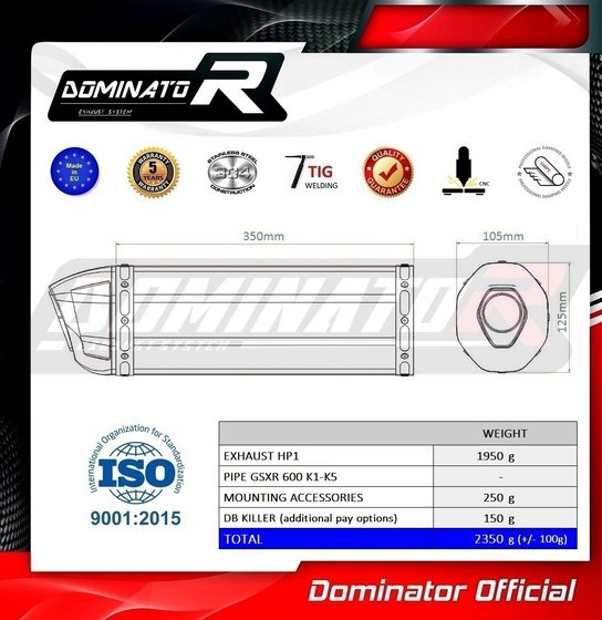 GSX R 600 (2001 - 2005) exhaust silencer hp1 | Dominator