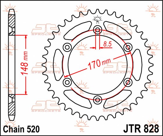 DR 600 (1985 - 1989) plieninė galinė žvaigždutė | JT Sprockets