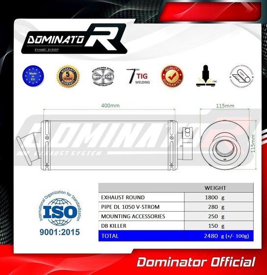 DL 1050 V-STROM XT (2020 - 2022) eu approved exhaust silencer st | Dominator