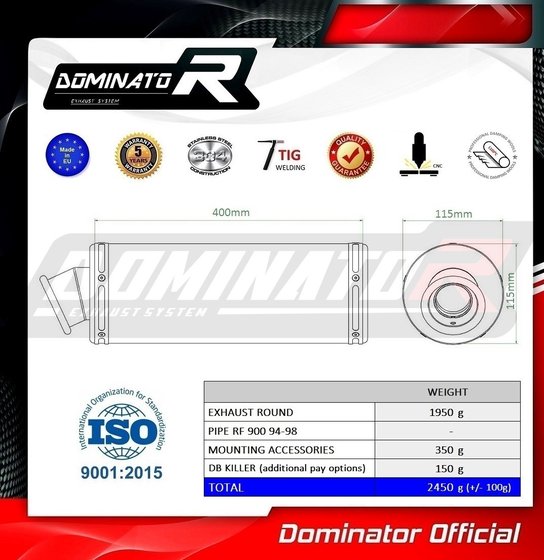 RF 900 R (1994 - 1998) exhaust silencer round | Dominator