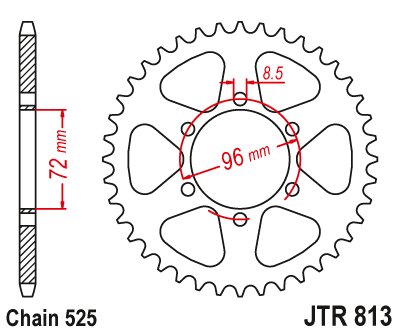 TM 400 (1971 - 1975) plieninė galinė žvaigždutė | JT Sprockets