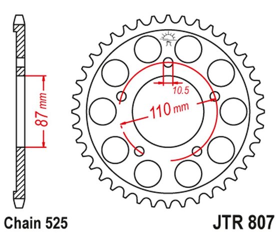 SV 650 (1999 - 2009) galinė atsarginė žvaigždutė - 45 dantys, 525 žingsnio, juoda | JT Sprockets