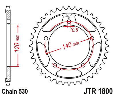 GSX-R 1000 (2001 - 2008) galinė žvaigždutė 43 danties žingsnis 530 jtr180043 | JT Sprockets