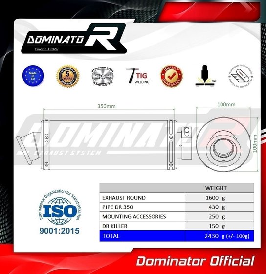 DR 350 (1990 - 1999) exhaust silencer round + db killer | Dominator