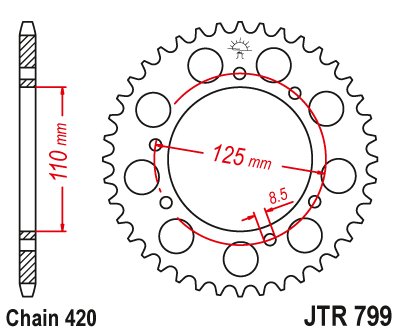 RMX 50 (1997 - 1999) plieninė galinė žvaigždutė | JT Sprockets