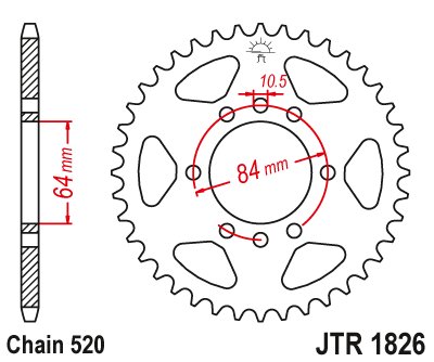 LT F 160 (1991 - 2001) galinė žvaigždutė 39 danties žingsnis 520 jtr182639 | JT Sprockets