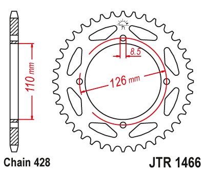 RM 65 (2003 - 2005) plieninė galinė žvaigždutė | JT Sprockets