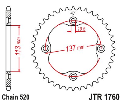 LT-Z 400 (2009 - 2012) plieninė galinė žvaigždutė | JT Sprockets