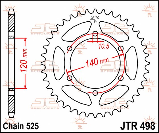 GSX R 600 (1997 - 2000) galinė žvaigždutė 46 danties žingsnis 525 jtr49846 | JT Sprockets