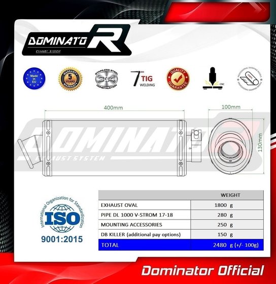 DL 1000 V-STROM (2017 - 2020) exhaust silencer muffler ov | Dominator