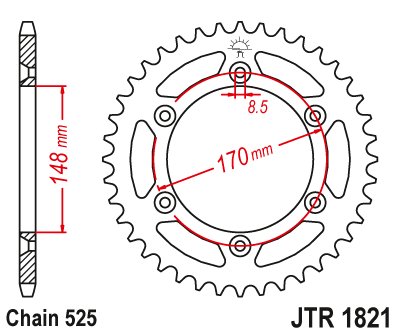 DR 750 S BIG (1994 - 1994) plieninė galinė žvaigždutė | JT Sprockets