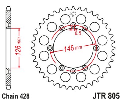 DR 125 (2008 - 2013) plieninė galinė žvaigždutė | JT Sprockets