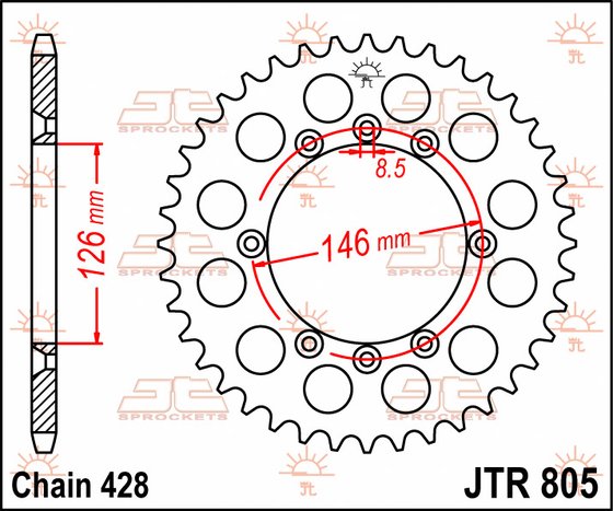 DR 125 (2008 - 2013) plieninė galinė žvaigždutė | JT Sprockets