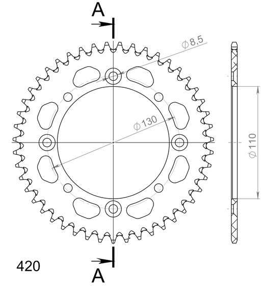 RM 65 (2003 - 2005) supersprox alu galinė žvaigždutė ka/su kx65 00-/rm65 03-05 juoda 47 | Supersprox