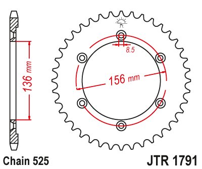 XF 650 FREEWIND (1997 - 2002) galinė žvaigždutė 41 danties žingsnis 525 jtr179141 | JT Sprockets