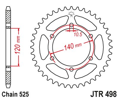 GSX R 600 (1997 - 2000) galinė žvaigždutė 46 danties žingsnis 525 jtr49846 | JT Sprockets