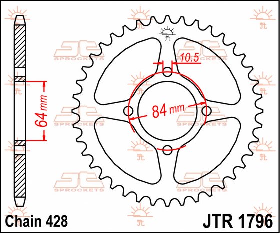 RV 125 (2003 - 2016) plieninė galinė žvaigždutė | JT Sprockets