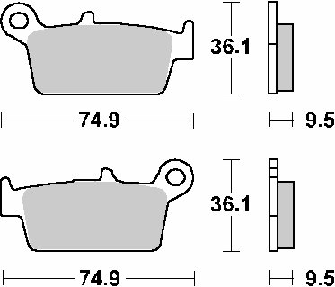 RM 250 (1996 - 2009) lenktyninės sukepintos stabdžių trinkelės | SBS