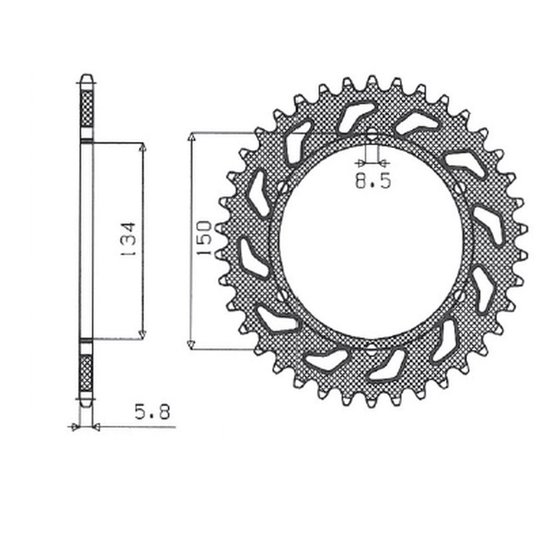 RM Z 250 (2004 - 2006) lengvas galinis žvaigždžių ratas - 50 dantų, 520 žingsnių, juodas aliuminis | SUNSTAR SPROCKETS