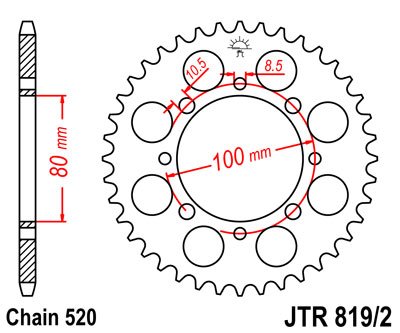 GT 250 (1979 - 1985) galinė žvaigždutė 41 danties žingsnis 520 jtr819241 | JT Sprockets