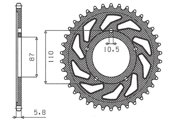 GLADIUS SFV 650 (2009 - 2014) galinė plieninė žvaigždutė - 39 dantys, 520 žingsnių | SUNSTAR SPROCKETS