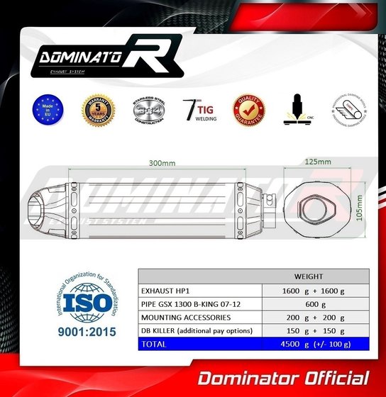 GSX 1300 B-KING (2007 - 2012) exhaust silencer hp1 | Dominator